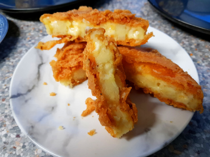 Melting Cheese Battered Potato Waffles recipe, eat well on universal credit