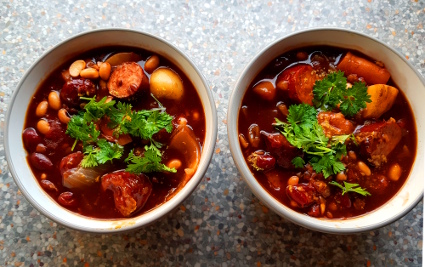 Smoked Sausage & Bean Casserole, eat well on universal credit