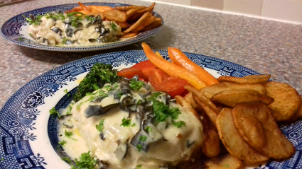 Chicken with Blue Stilton and Mushroom Sauce