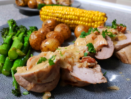 Stuffed Pork Loin recipe, eat well on universal credit