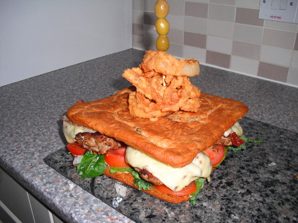 Monster Turkey Burger in an Olive Bread Bun